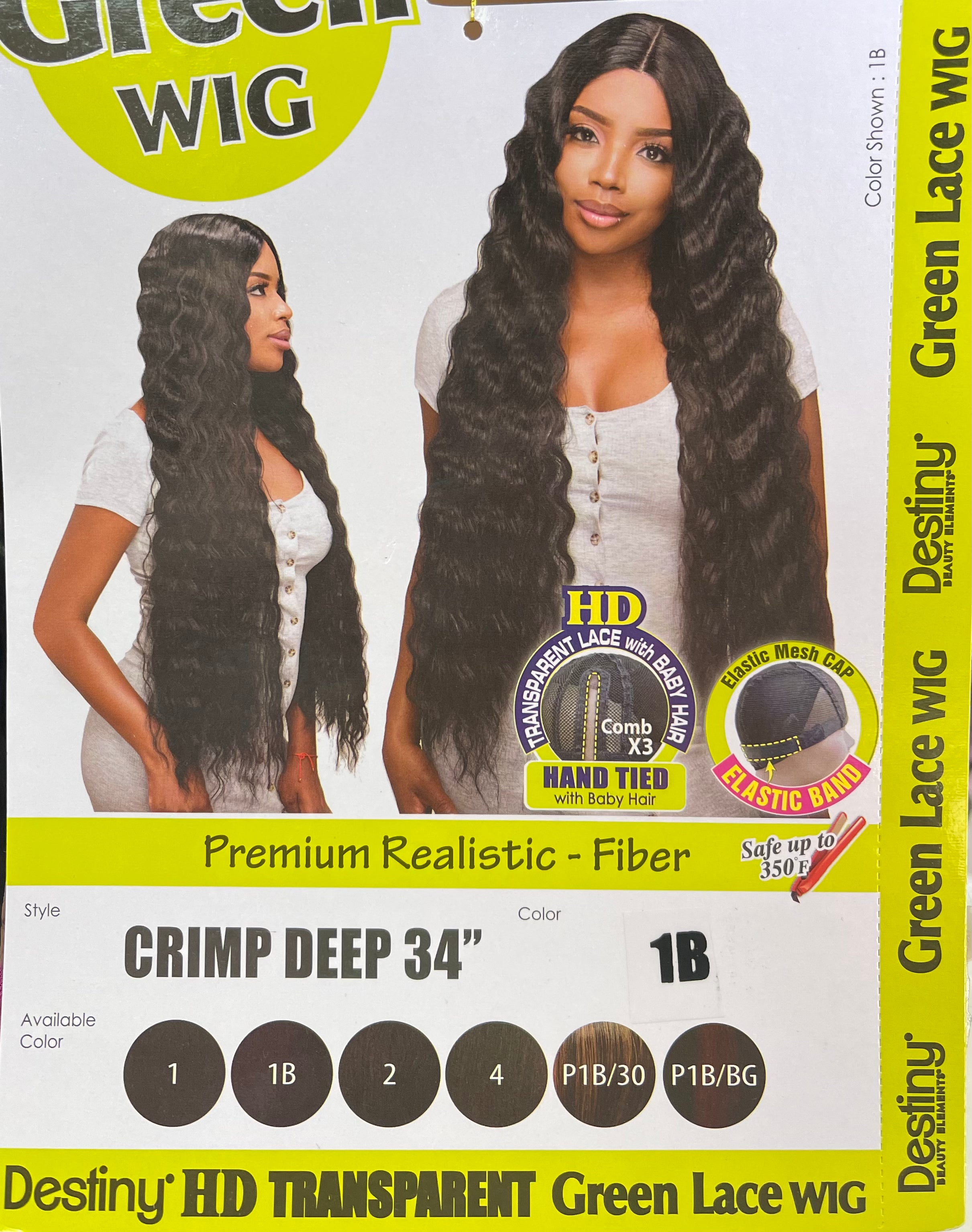 Destiny Green Lace Wig - Crimp Deep 34’